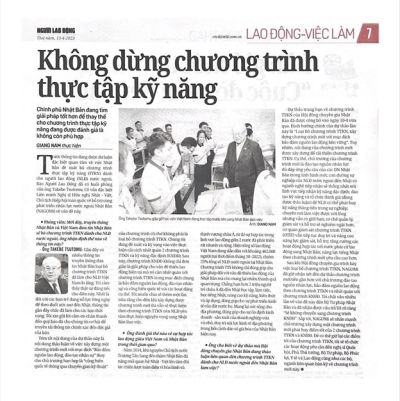 [BÁO NGƯỜI LAO ĐỘNG 13.04.2023] Không dừng chương trình thực tập kỹ năng